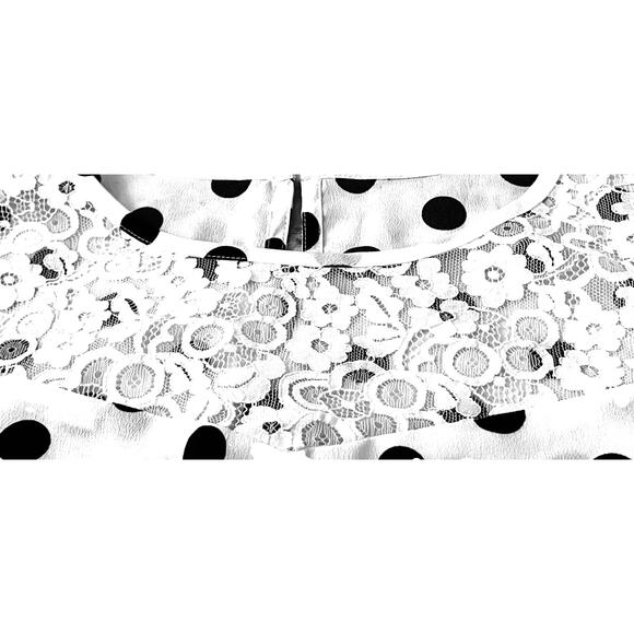 NO MFG. TAG SLEEVELESS PULL-OVER RND NECK BLOUSE, WOMEN-XL-WHITE/BLACK POLKA DOT - Picture 2 of 10